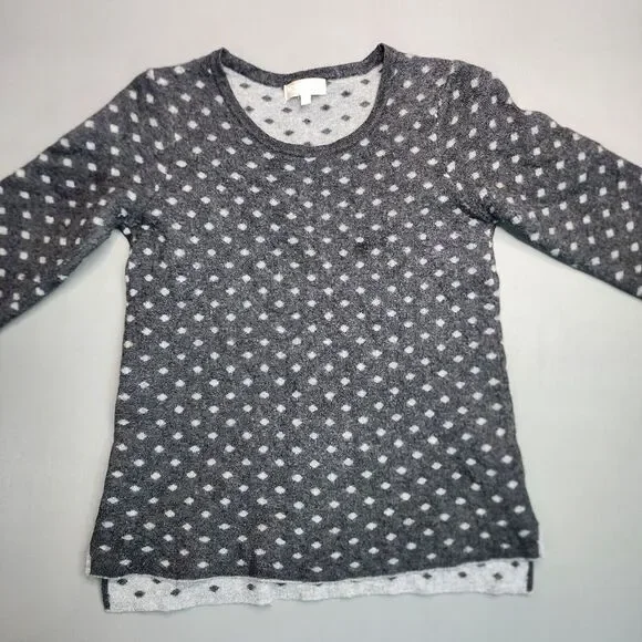 Benedetta B. Wool Cashmere Blend Grey Polka Dot Pullover Sweater L Made In Italy - Picture 3 of 9